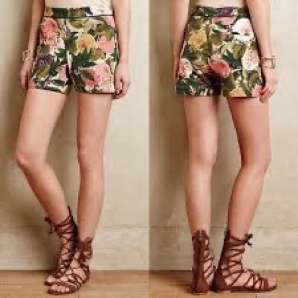 Anthropologie Elevenses Ranunculus Floral Shorts 2